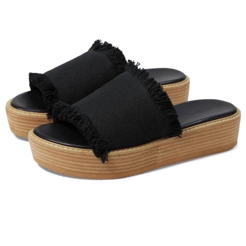 Tony Bianco Ebony Sandals Black Frayed Size 10